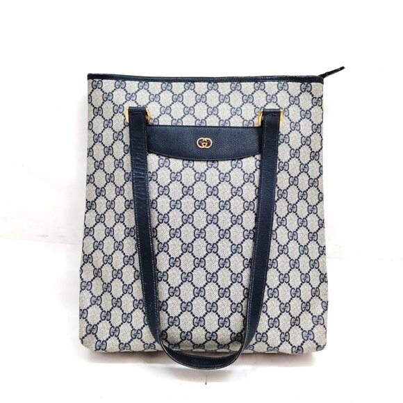 Gucci GG Navy PVC Leather Tote Bag - Picture 1 of 8
